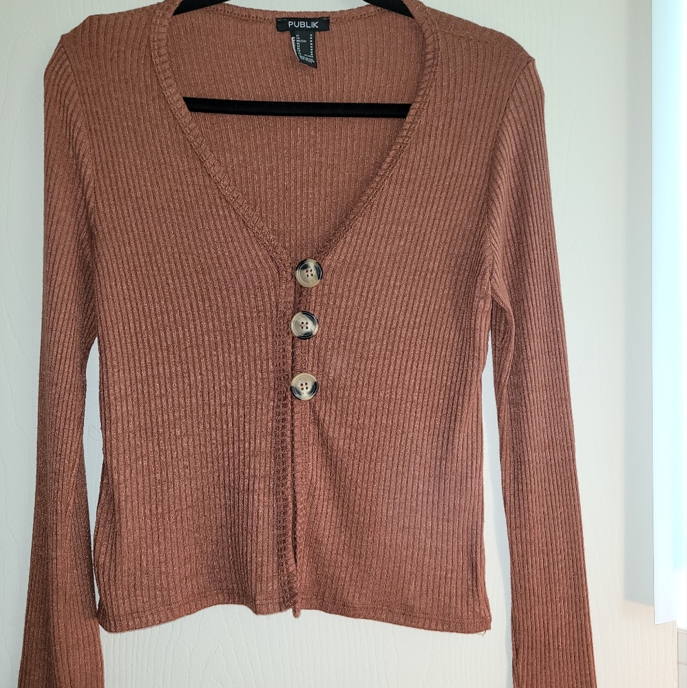 Rust, Publik, Medium, Cardigan, Button up